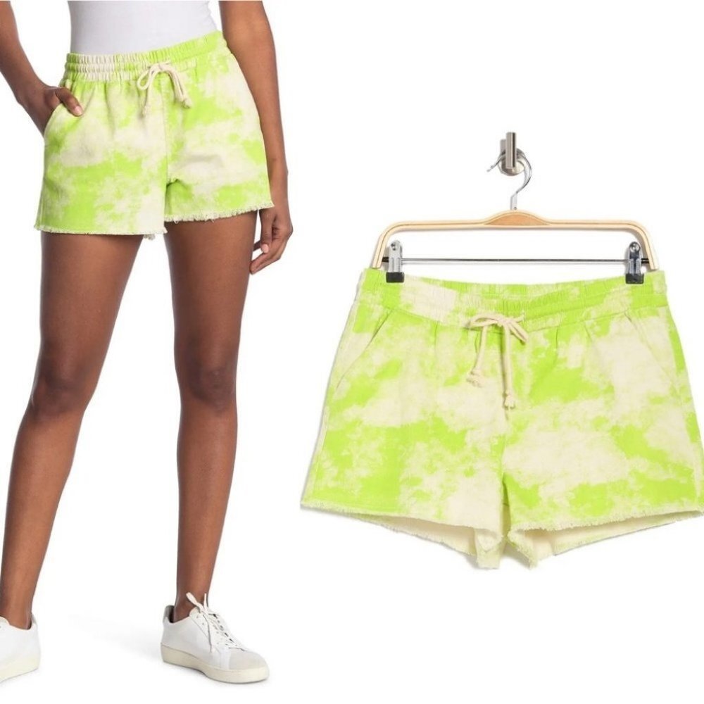 NEW Nordstrom Abound Green Tie Dye Shorts Size XL Cotton Tie Waist High Waist